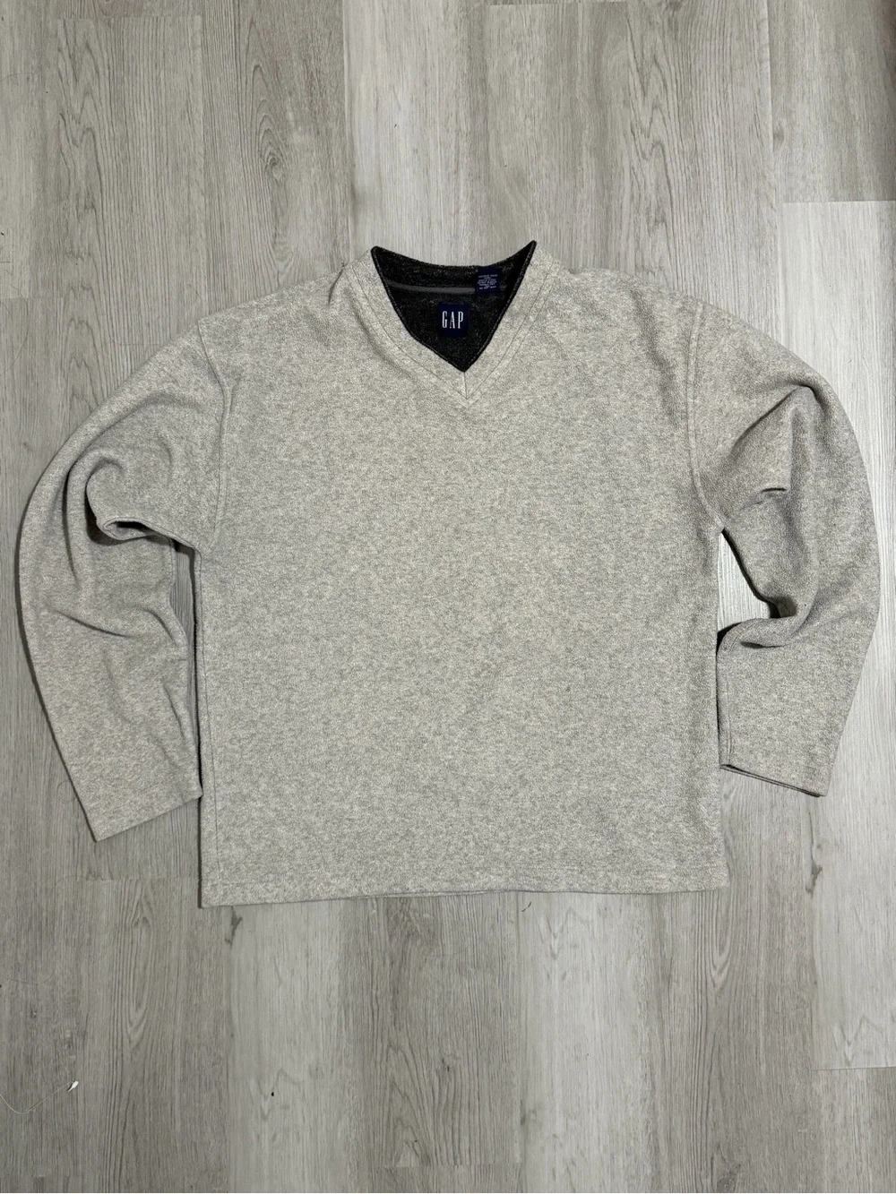 Vintage 90s/Y2k Gap Gray Fleece V Neck Sweater